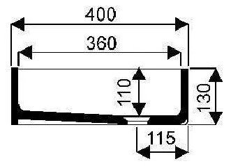 14cm straight-edged band sink, 500x400mm