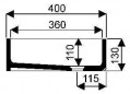 Fregadero de banda de 14cm con borde recto, 500x400mm