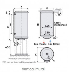 Scaldabagno elettrico monofase verticale da 200L ZENEO Hybrid