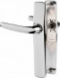 Two door handles with chrome-plated mirror finish, 165 mm apart