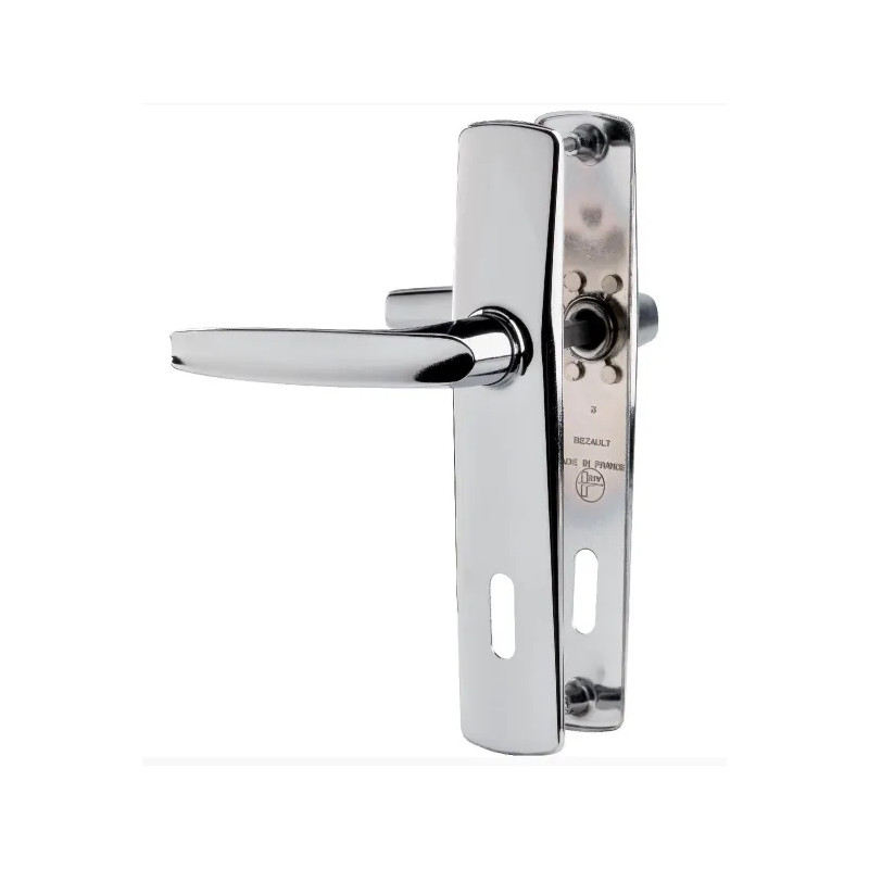 Two door handles with chrome-plated mirror finish, key L, distance between centres 165 mm