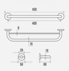 Toallero fijo: 2 barras, serie heavy duty 500 mm