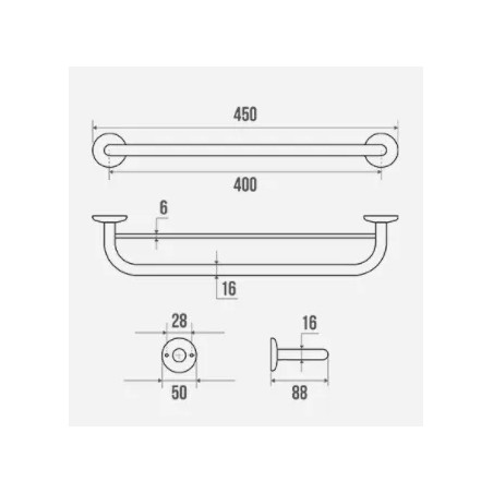 Fester Handtuchhalter: 2 Stangen starke Serie 500 mm