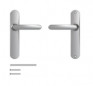 Door handle with plate, 195 mm distance between centres, cane spout, mirror-chromed