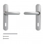 Door handle with plate, 195 mm distance between centres, key L, mirror-chromed