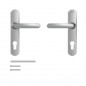 Door handle with plate, 195 mm distance between centres, key I, mirror-chromed