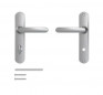 Door handles with locking plate, 195 mm distance between centres, mirror-chromed