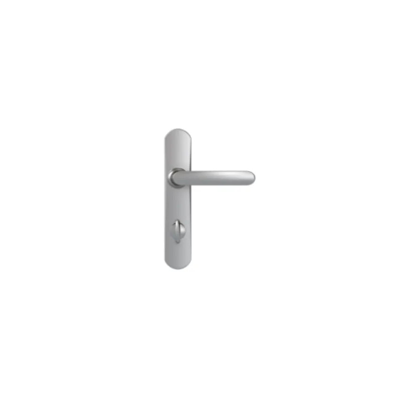 Door handles with locking plate, 195 mm distance between centres, mirror-chromed