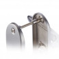 Door handle with plate, 165 mm distance between centres, cane spout, mirror-chromed