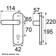 Door handle Kasa with silver plate, distance between centres 195 mm, key L