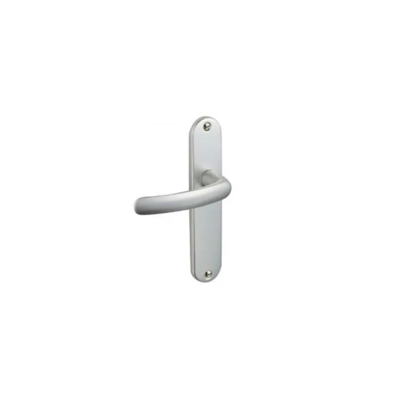 Budget door handle with silver plate, distance between centres 165 mm, cane spout