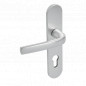 Budget door handle with silver plate, distance between centres 165 mm, key L 