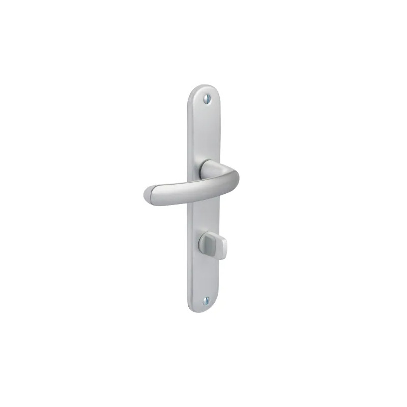 Budget door handle with silver plate, distance between centres 165 mm