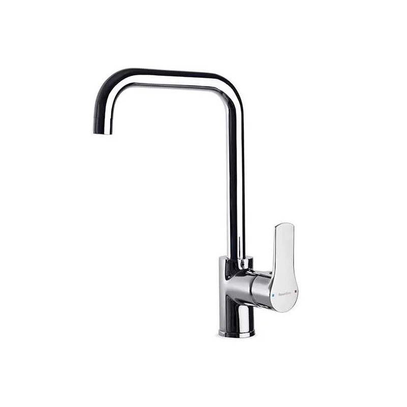 Single lever basin mixer with high spout and titanium pull cord