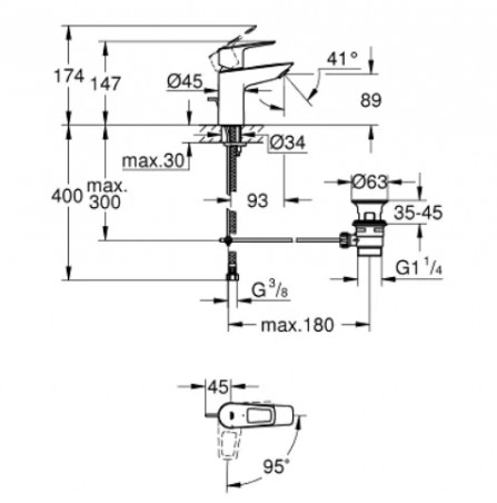 Mitigeur lavabo GROHE \"NOUVEAU BAULOOP\"