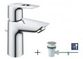 GROHE "NEW BAULOOP" single lever basin mixer, size M with pop-up waste