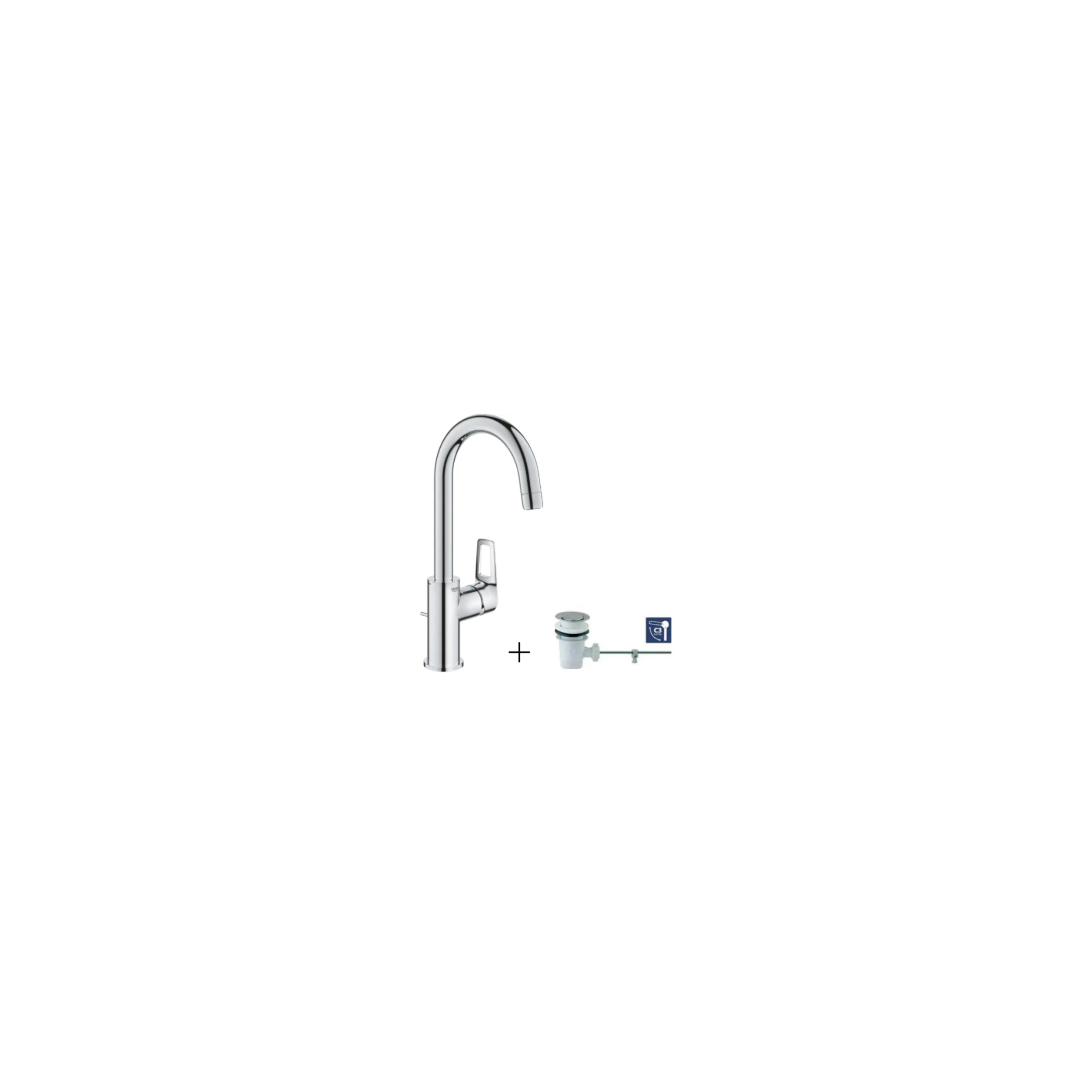 Mitigeur lavabo GROHE \"NOUVEAU BAULOOP\", taille L bec haut avec vidage