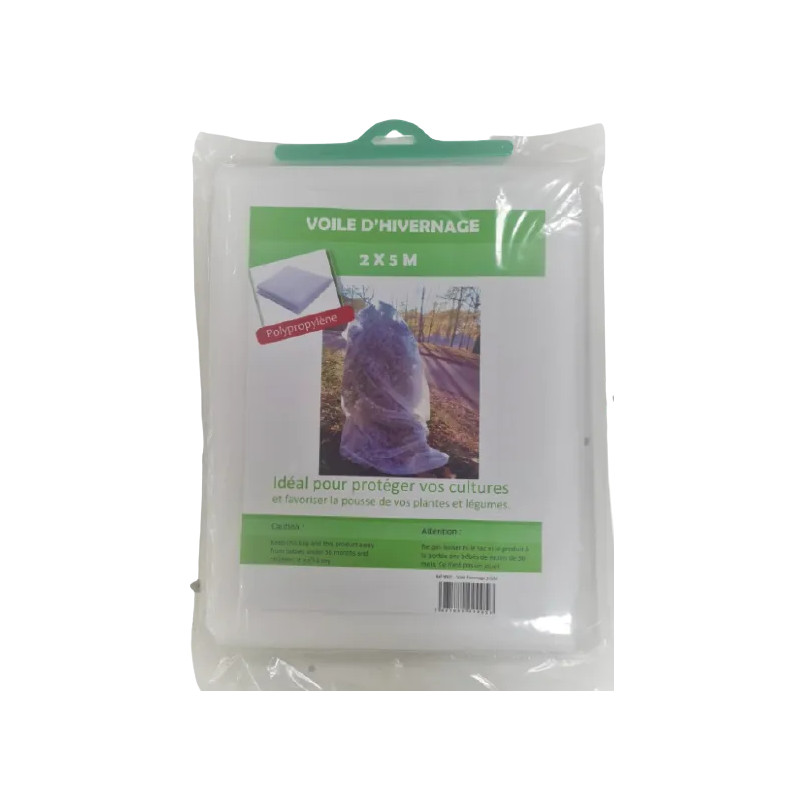 Voile hivernage en polypropylène pour protection des plantes, 2 x 5 mètres