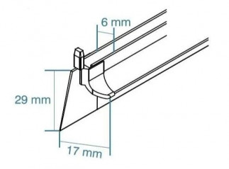 Joint bas de porte double lèvre pour verre 6mm, 1155mm