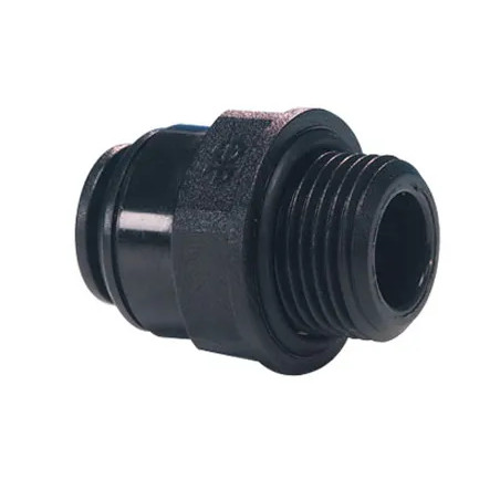 Unión de acetal femenino, negro, fondo plano, 3/4, para manguera de 8mm