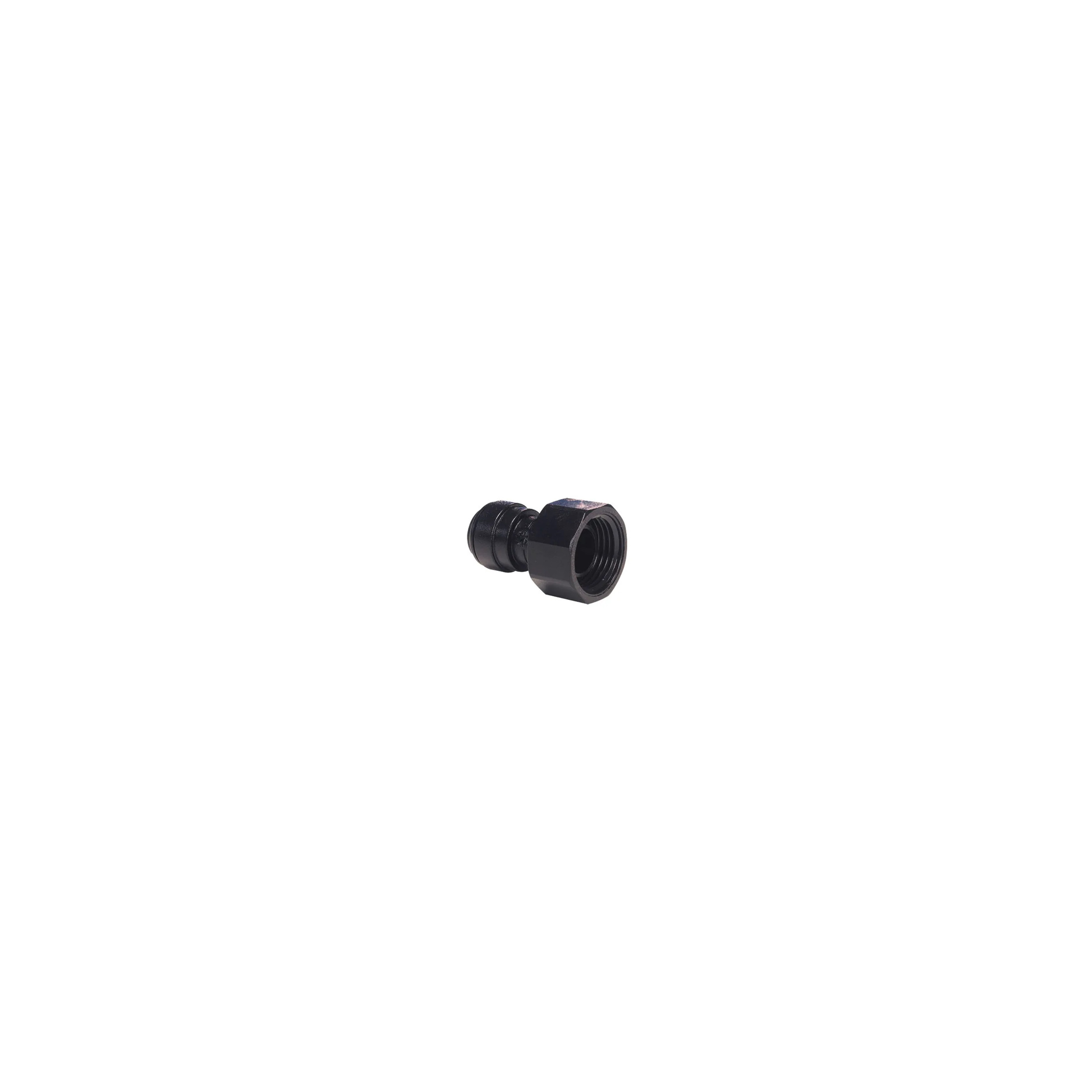 Unión de acetal femenino, negro, fondo plano, 3/4, para manguera de 8mm