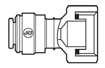 Acoplamiento hembra John Guest 20 x 27 ( 3/8" ), para manguera de 12 mm, acetal negro