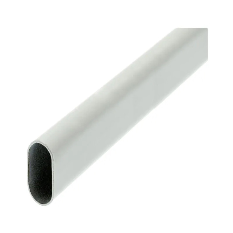 Tubo de armario ovalado, 30x15mm, longitud 100cm, blanco