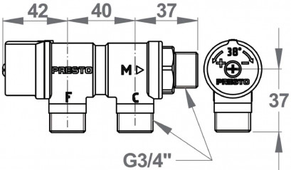 Thermostatic controller with parallel input 3/4