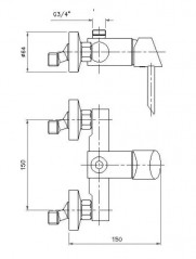 Single lever shower mixer chrome plated for high outlet column