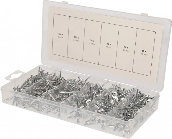 Rivets in a box, 400 pieces assortment