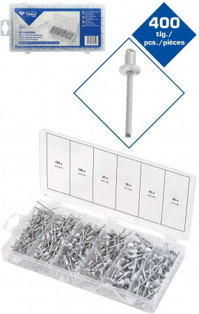 Rivets en coffret, assortiment de 400 pièces