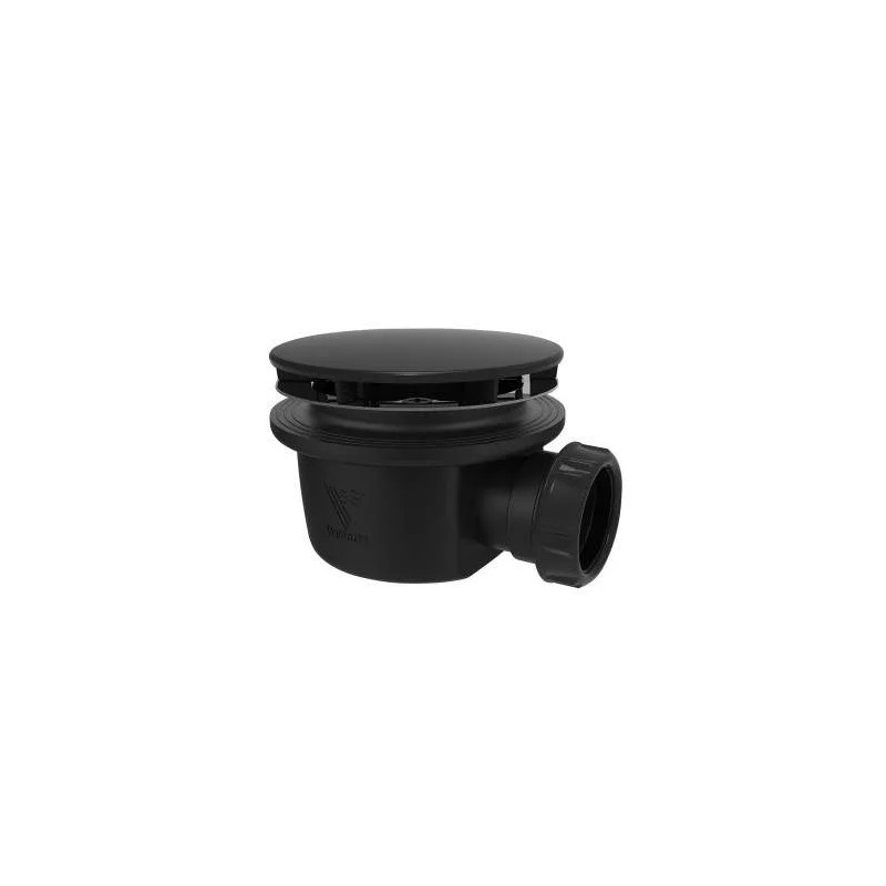 Bonde de douche 90 mm, extra plate Minime, capot ABS noir 116 mm