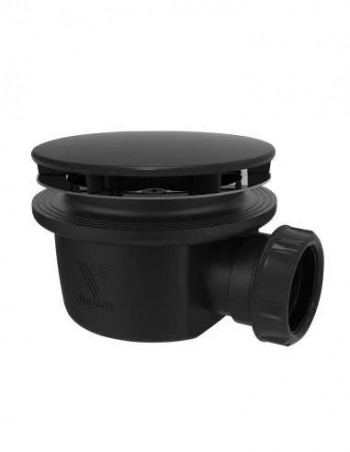 Bonde de douche 90mm, extra plate Minime, capot ABS noir 116mm