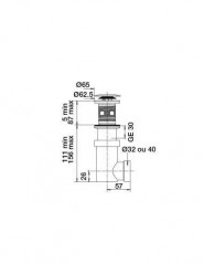 Universal drain with integrated siphon Trap for washbasin, click-clack valve D. 65 mm, black ABS