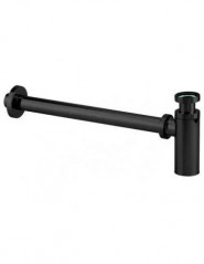 Siphon cylindrique 32mm avec tube, sortie murale 300mm, noir