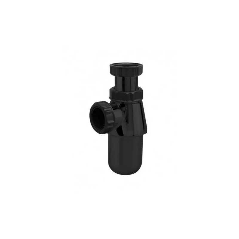 Black ABS basin trap 32mm, adjustable from 35 to 105mm