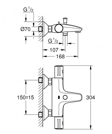 Miscelatore termostatico per vasca e doccia, Grohtherm G800