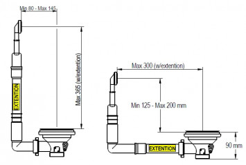 Desagüe automático de fregadero satinado con rebosadero rectangular que ahorra espacio y botón pulsador cromado