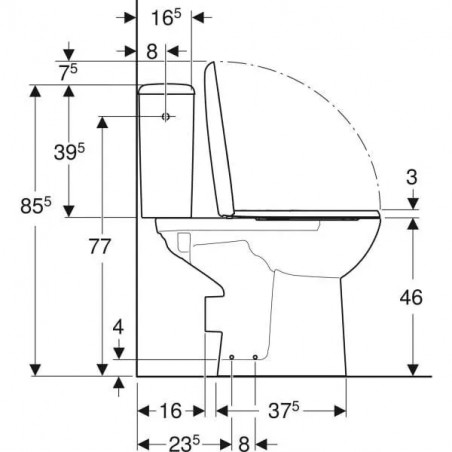 Pack WC RENOVA Comfort Rimfree, surélevé, sortie horizontale