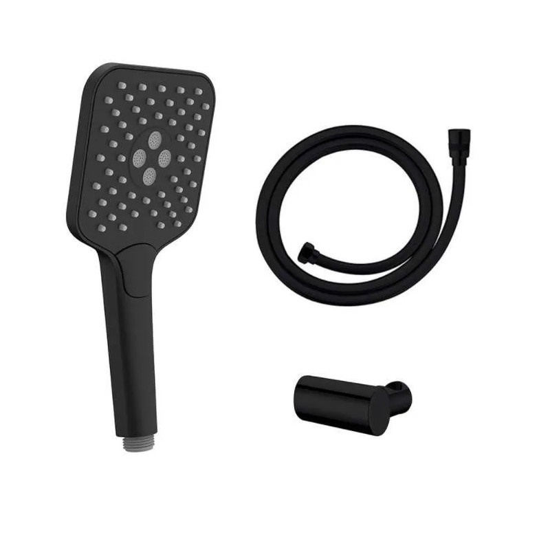 ABS hand shower with brass support and 1.5m hose, black matte