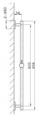 Asta della doccia, ottone nero opaco, altezza 65,6 cm