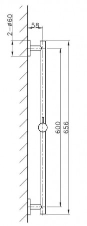 Barra de ducha, latón negro mate, altura 65,6cm