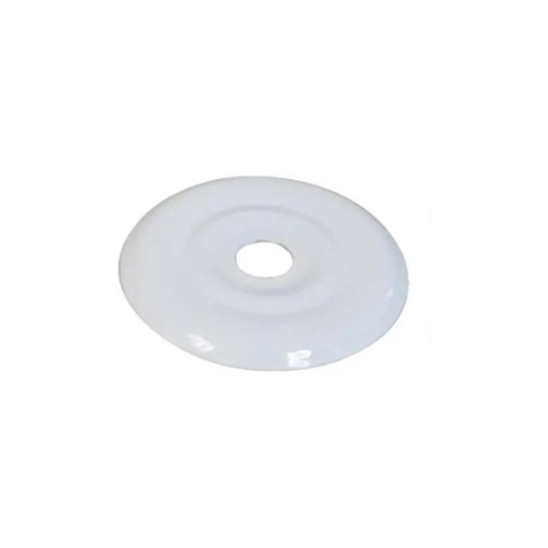 Flat rosette 32 mm diameter, white rilsan coating, 50 pieces