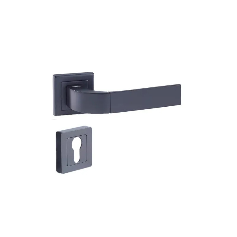 7" square door handle, black, YALE Bologna, with cylinder passage