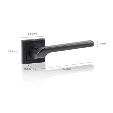 7" square door handle, black, YALE Siena, euro cylinder