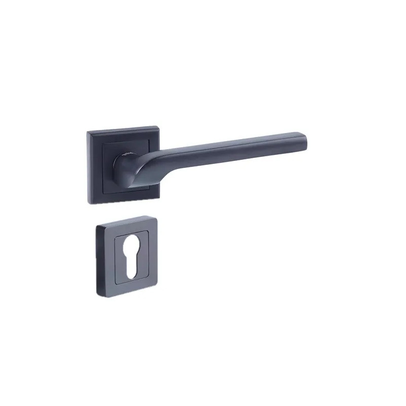 7" square door handle, black, YALE Siena, euro cylinder