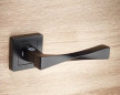 7" square door handle, black, YALE Verona, euro cylinder