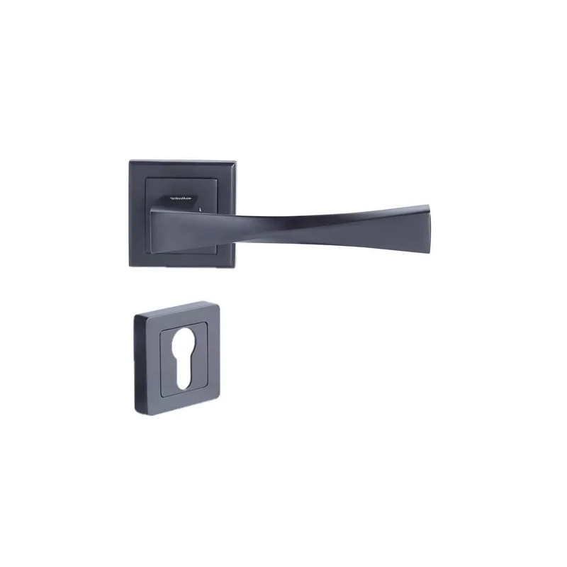 7" square door handle, black, YALE Verona, euro cylinder