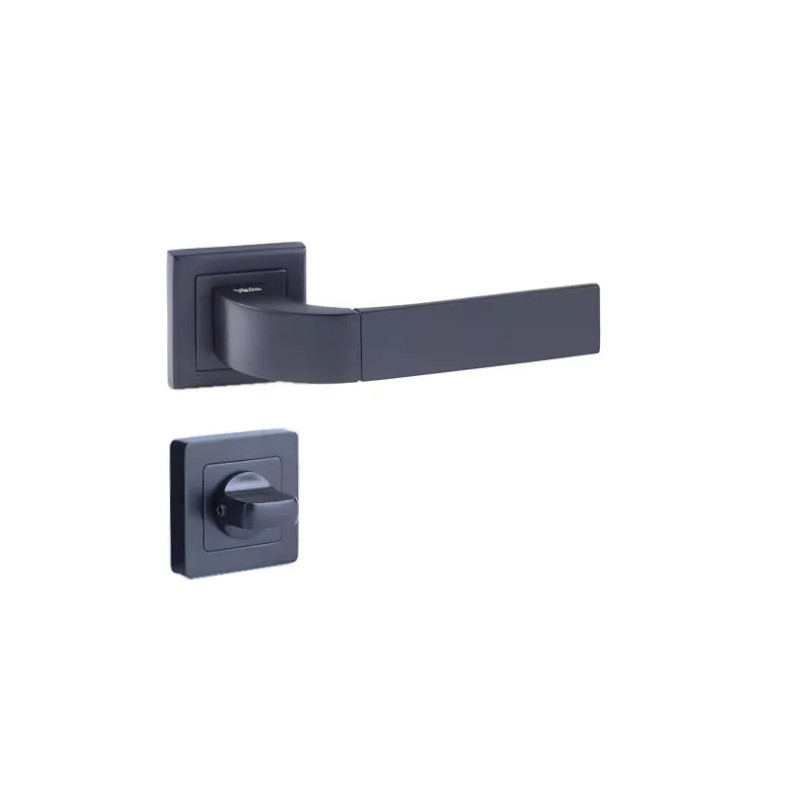 Door handle square 7, black, YALE Bologna, locking knob