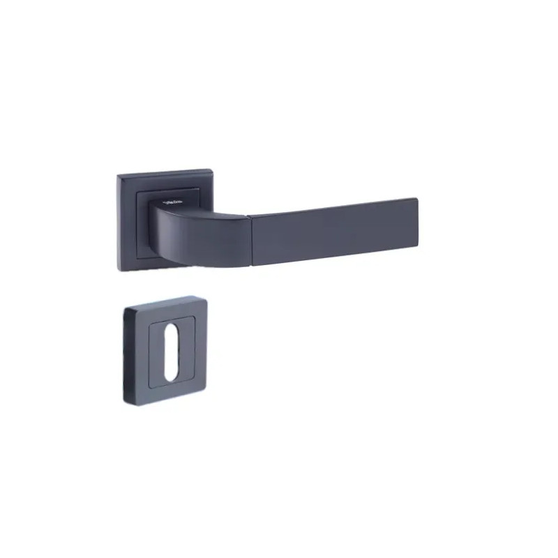 7" square door handle, black, YALE Bologna, key lock